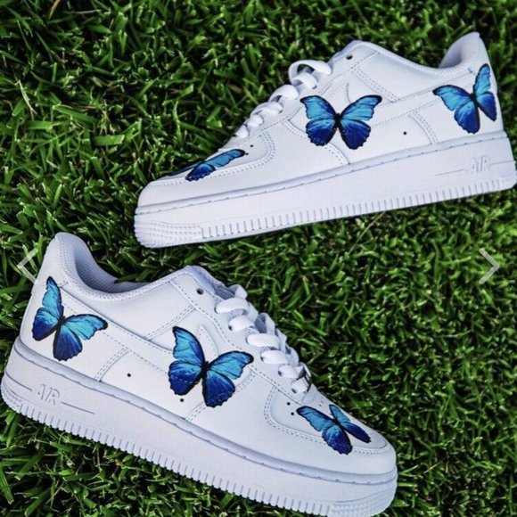 Nike Air Force 1 Low Light Blue Butterfly Design White Custom Shoes Men Women main image 16